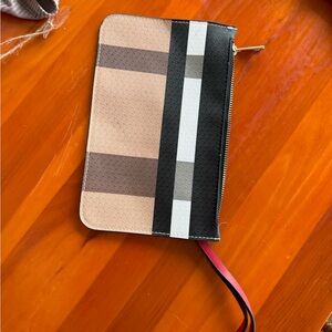 Striped Clutch with Wrist Strap